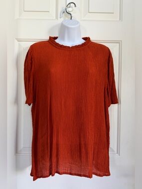 Mod Boutique Womens Short-Sleeve Textured Top in Rust